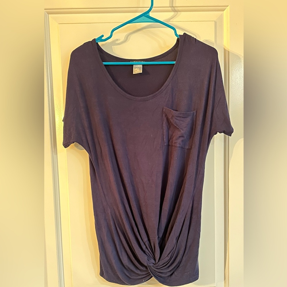 Venus Navy Scoop Neck Tie Front T-Shirt